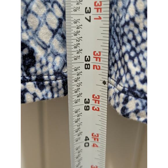 Calvin Klein Black Blue Animal Print Dress Cut Out Sleeves Spring Summer Sz. L - Picture 8 of 9